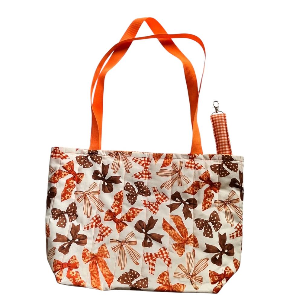 Fall Tote Bag Handmade Floral Womens Handbag Shoulder Purse Brown Orange